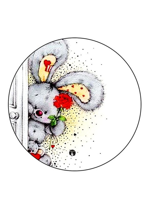 Rabbit Printed Mouse Pad  Round  Multicolour