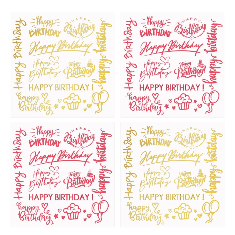 Topabel Happy Birthday Stickers,Word Pattern Rub On Sticker Gold Foil Script Happy Birthday Sticker Birthday Party Stickers DIY Party Supplies,5 Inches Per Sheet - Image 1