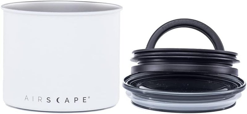 Planetary Design Airscape Stainless Steel Coffee Canister | Food Storage Container | US patented Airtight Lid | Push Out Excess Air and Preserve Freshness (Small, Matte White) - Image 3