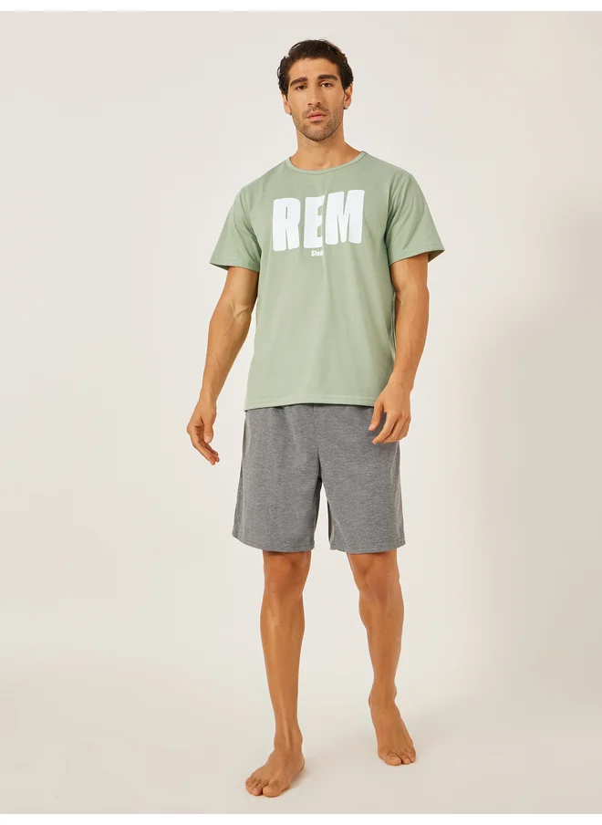 Styli Styli Unwind Slogan Printed T-Shirt and Solid Shorts Set