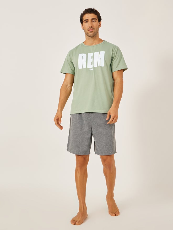 Styli Styli Unwind Slogan Printed T-Shirt and Solid Shorts Set  - Image 1