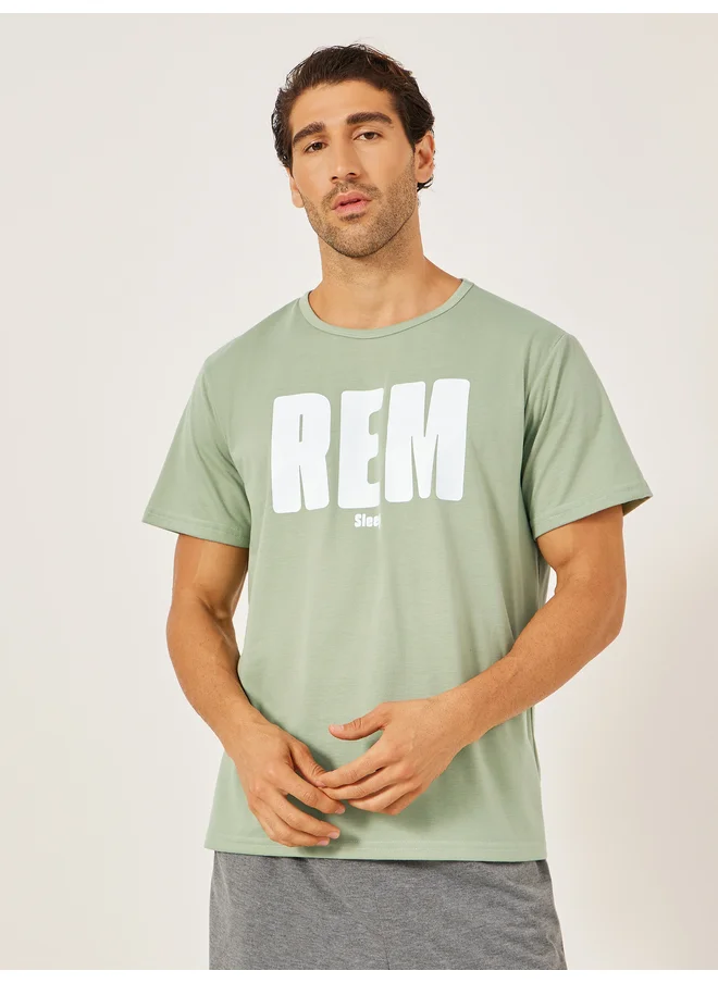 Styli Styli Unwind Slogan Printed T-Shirt and Solid Shorts Set