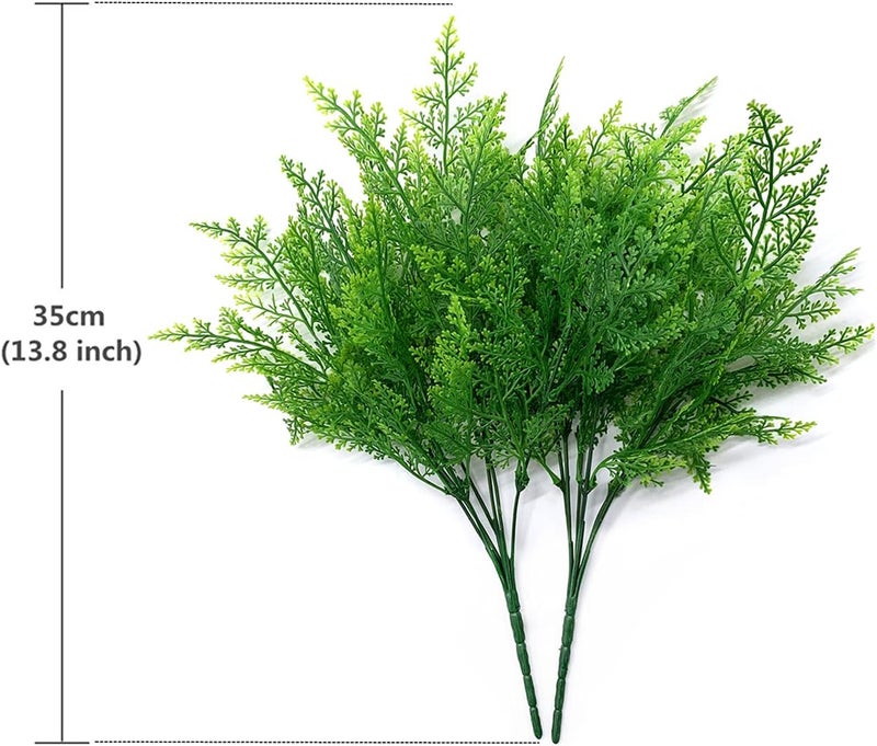 LOVENIMEN Artificial Fern Shrubs, Fake Plastic Persian Green Leaves Plants Greenery Grass Simulation Bushes Outdoor Indoor Home Garden Verandah Parterre Table Centerpieces Arrangements Decoration 8 pcs - Image 3