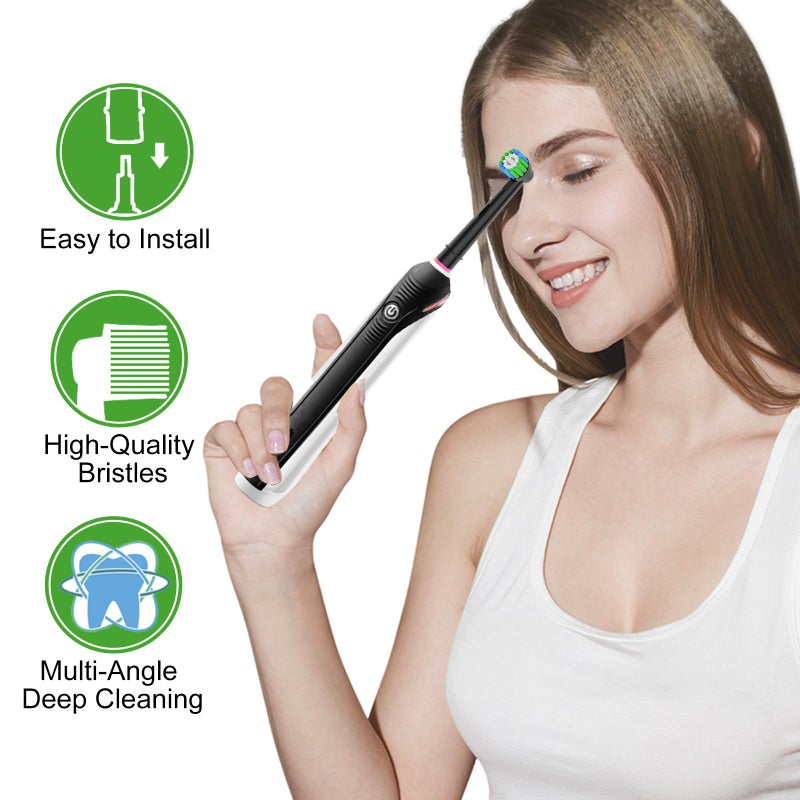 valuabletry Replacement Toothbrush Heads Compatible with Braun Oral-B, 8 Pack Professional Electric Brush Heads for Oral B Replacement Heads Refill Pro100/1000/1500/4000/5000/7000/8000/9600 Etc, Black - Image 3
