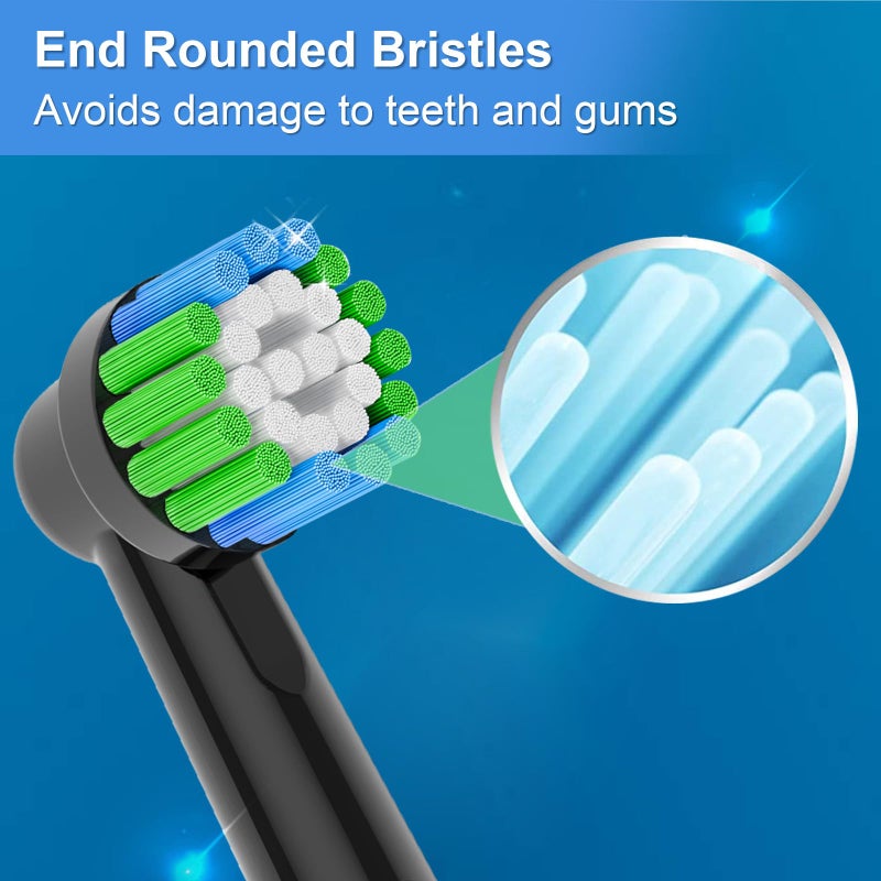 valuabletry Replacement Toothbrush Heads Compatible with Braun Oral-B, 8 Pack Professional Electric Brush Heads for Oral B Replacement Heads Refill Pro100/1000/1500/4000/5000/7000/8000/9600 Etc, Black - Image 4
