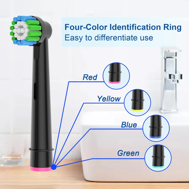 valuabletry Replacement Toothbrush Heads Compatible with Braun Oral-B, 8 Pack Professional Electric Brush Heads for Oral B Replacement Heads Refill Pro100/1000/1500/4000/5000/7000/8000/9600 Etc, Black - Image 5