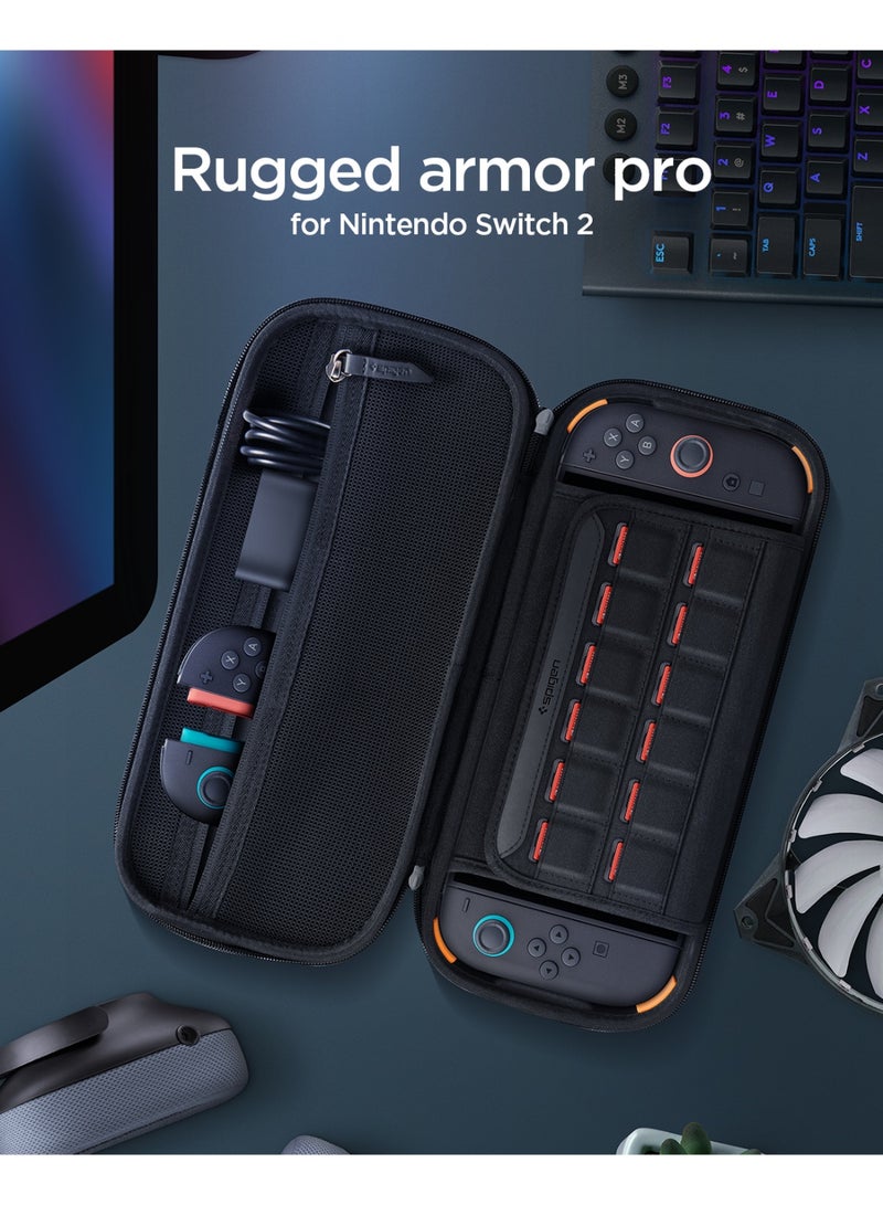 Spigen Rugged Armor Pro Nintendo Switch 2 Carrying Pouch Case with Shoulder Strap Protective Portable EVA Hard Shell with Pocket for Joy-Con Accessories, 12 Game Cartridges - Black - Image 2