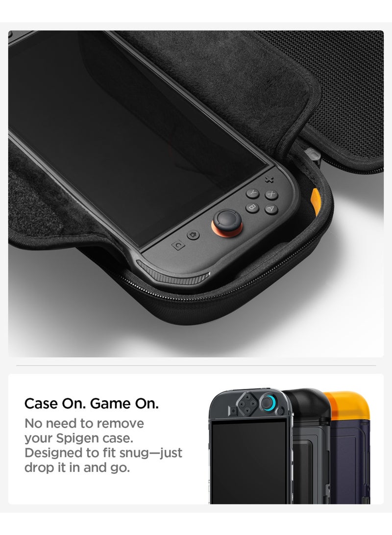 Spigen Rugged Armor Pro Nintendo Switch 2 Carrying Pouch Case with Shoulder Strap Protective Portable EVA Hard Shell with Pocket for Joy-Con Accessories, 12 Game Cartridges - Black - Image 5