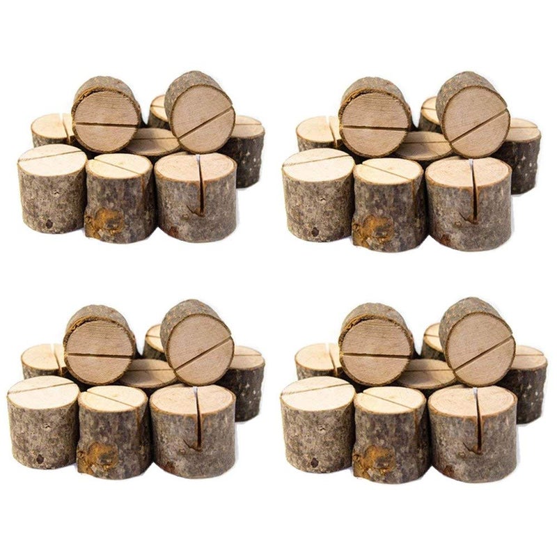 Senover Rustic Wood Table Numbers Holder Wood Place Card Holder Party Wedding Table Name Card Holder Memo Note Card 40pcs - Image 2