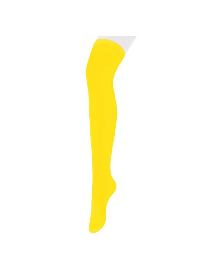 Sarfel Thigh High Socks for Women Over the Knee Socks For Women Knee High Stockings Thigh Highs Halloween Sock Costume Cotton, Solid Neon Yellow, One size - Image 3