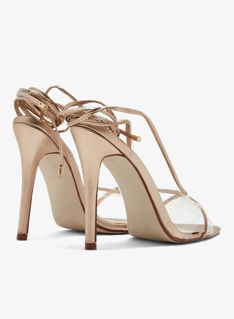 Ginger Clear - Rose Gold Sandals With Metallic Trim Details for Women | Best Price UAE