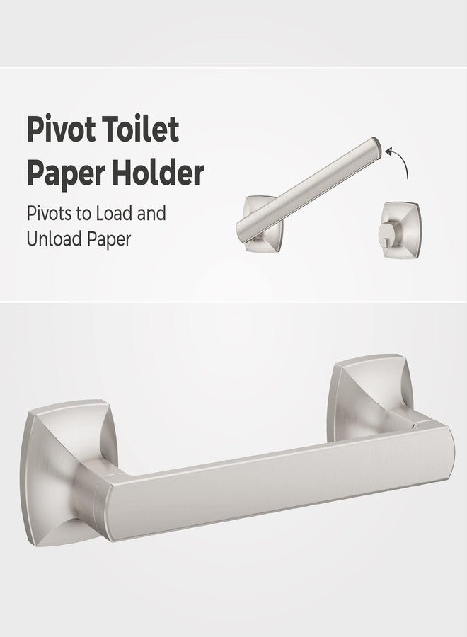 Pfister Vaneri 3-Piece Bathroom Hardware Set with Towel Bar, Towel Ring, and Toilet Paper Holder, Wall-Mounted, Spot Defense Brushed Nickel Finish, BTBVRI3GS - Image 2