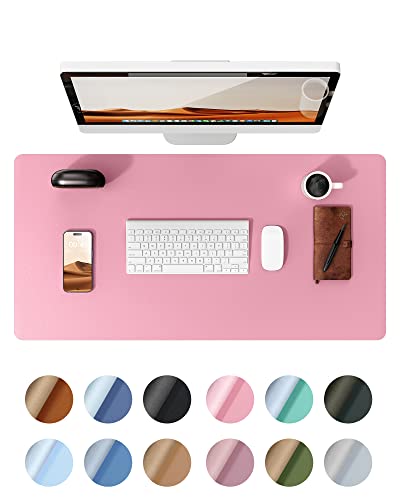 YSAGi Leather Desk Pad Protector, Large Mouse Pad, Non-Slip PU Leather Desk Blotter, Laptop Desk Pad/Mat, Waterproof Writing Pad for Office and Home (23.6" x 13.8", Pink) - Image 1