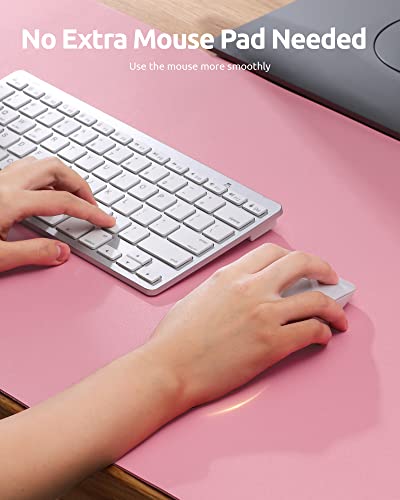YSAGi Leather Desk Pad Protector, Large Mouse Pad, Non-Slip PU Leather Desk Blotter, Laptop Desk Pad/Mat, Waterproof Writing Pad for Office and Home (23.6" x 13.8", Pink) - Image 3