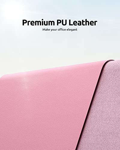 YSAGi Leather Desk Pad Protector, Large Mouse Pad, Non-Slip PU Leather Desk Blotter, Laptop Desk Pad/Mat, Waterproof Writing Pad for Office and Home (23.6" x 13.8", Pink) - Image 2