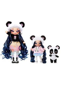 Na! Na! Na! Surprise Na! Na! Na! Surprise Family Soft Doll Set with 2 Fashion Dolls and 1 Pet - Panda , Features 12 Accessories, Long Hair Dolls in Removable Fashions and Accessories with Adorable Plush Pet Panda  - Image 1