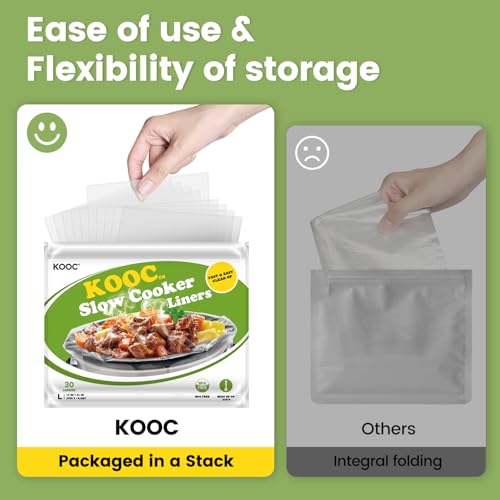 KOOC Slow Cooker Liners 13"x21" 30 Count Disposable Plastic Bags Pot Liners Cooking Bags Fit 3 qt to 8.5 qt Pot BPA Free - Image 2