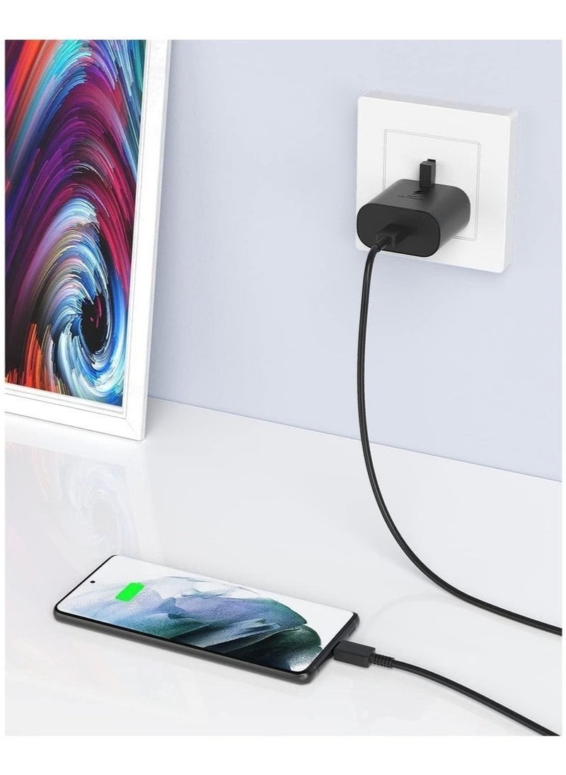 45W Super Fast Charger with Type-C Jack and USB-C Cable, 1.5m Fast Charging Wall Adapter, Compatible with S24 Ultra/S24 Plus/S23 FE/S24/S22/S21 S20, A54 A25 A15 A05S A53 A34 A23 5G, Z Fold 4 5/Z Filp, Tab S7 S8, and Other Devices, Black