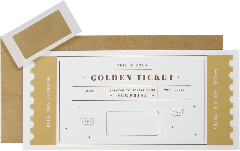 CJ&M The Golden Ticket | Scratch & reveal surprise ticket, Golden ticket, Scratch Card, Surprise holiday, Gift reveal, Surprise gift - Image 2