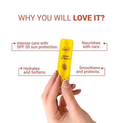Iba Ubtan Lip Balm SPF 50 for Women | Repairs Damaged Lip | Non-Sticky | Lightweight | Pigmentation & Sun Damage Sun Protector UVA & UVB | 4.5g - Image 4
