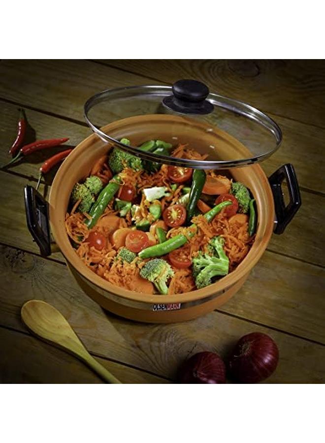 Olsenmark Traditional Cookware Clay Handi With Glass Lid Omcp6015 100 Percent Eco Friendly 500Ml Cookware With Bakelite Handle And Knob Beneficial And Healthy Multiple Use Venetian Red - Image 4