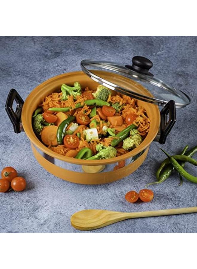 Olsenmark Traditional Cookware Clay Handi With Glass Lid Omcp6015 100 Percent Eco Friendly 500Ml Cookware With Bakelite Handle And Knob Beneficial And Healthy Multiple Use Venetian Red - Image 3