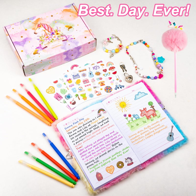 EABUY Diary for Girls with Lock and Keys, Journal School Travel Notebook Gift Set for Writing and Drawing,Multicolored Pen, Stickers, Birthday Gift for Girls (Pink-Butterfly) - Image 3
