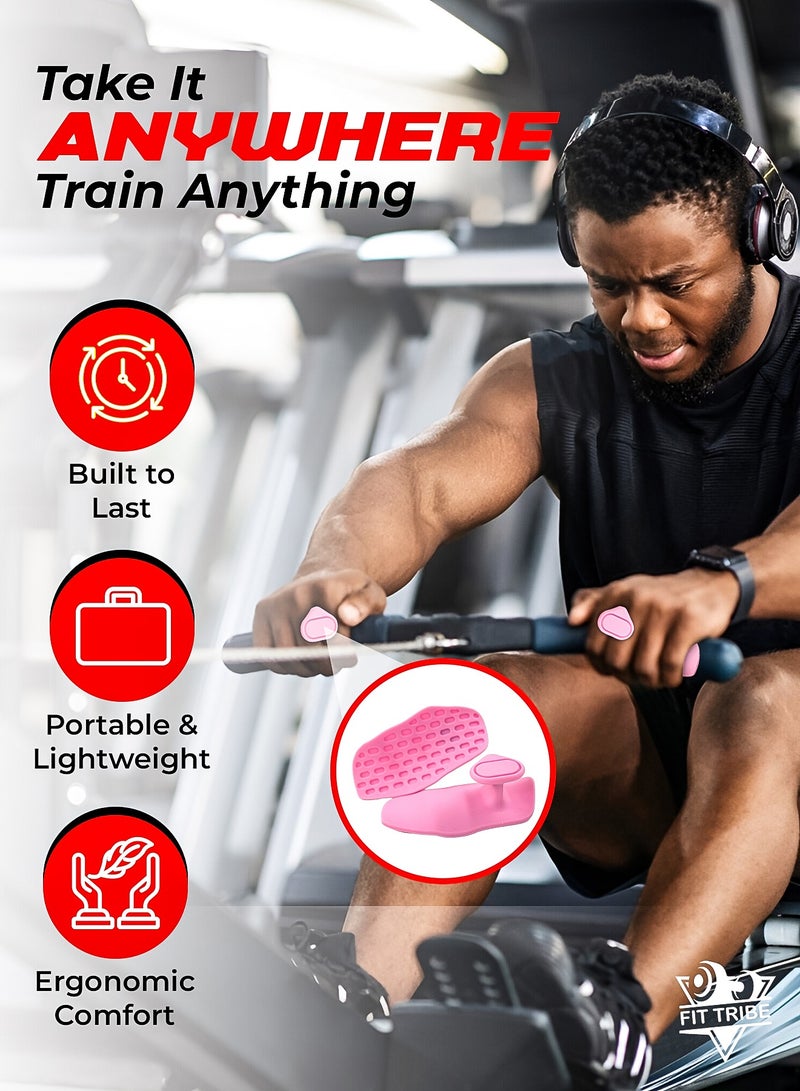FIT TRIBE Anti Slip Gym Grips for Weight Lifting – Silicone Weight Lifting Pads with Storage Box – Ergonomic Workout Hand Protector for Dumbbells, Deadlifts, Pull-Ups, and Fitness Training – Sweat Free Hand Grip for Men & Women | Pink - Image 2