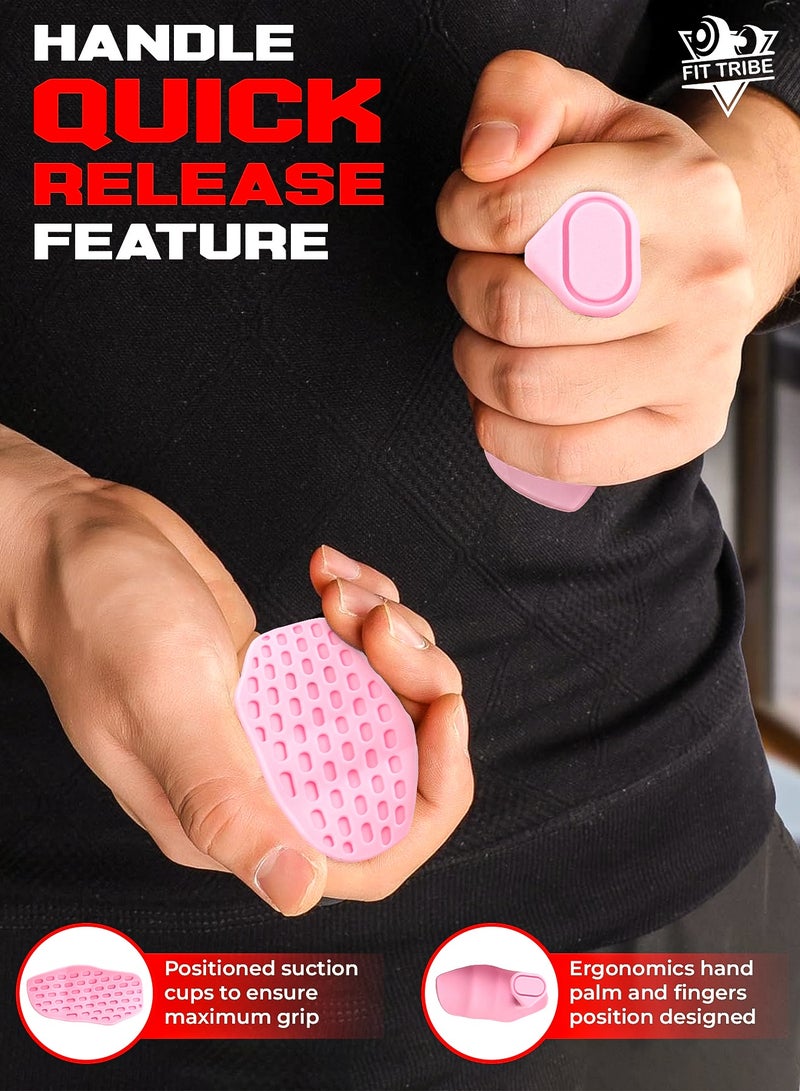 FIT TRIBE Anti Slip Gym Grips for Weight Lifting – Silicone Weight Lifting Pads with Storage Box – Ergonomic Workout Hand Protector for Dumbbells, Deadlifts, Pull-Ups, and Fitness Training – Sweat Free Hand Grip for Men & Women | Pink - Image 3