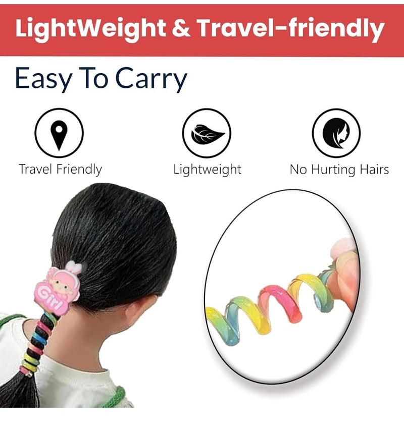 Gugzy Telephone Wire Hair Bands for Kids Cute Cartoon Spiral Hair Ties NoCrease Spring Rubber Bands for Braids Ponytails Baby Girls Head Accessories 4 - Image 2