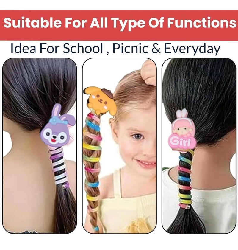 Gugzy Telephone Wire Hair Bands for Kids Cute Cartoon Spiral Hair Ties NoCrease Spring Rubber Bands for Braids Ponytails Baby Girls Head Accessories 4 - Image 3