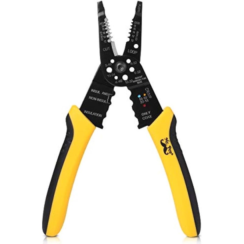 - Wire Stripper, 8 inch, Wire Cutter, Wire Stripper Crimper, Wire Stripping Tool, Cable Stripper, Wiring Tools, Wire Crimping Tool - Image 1