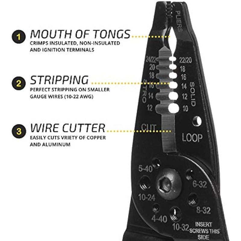 - Wire Stripper, 8 inch, Wire Cutter, Wire Stripper Crimper, Wire Stripping Tool, Cable Stripper, Wiring Tools, Wire Crimping Tool - Image 3