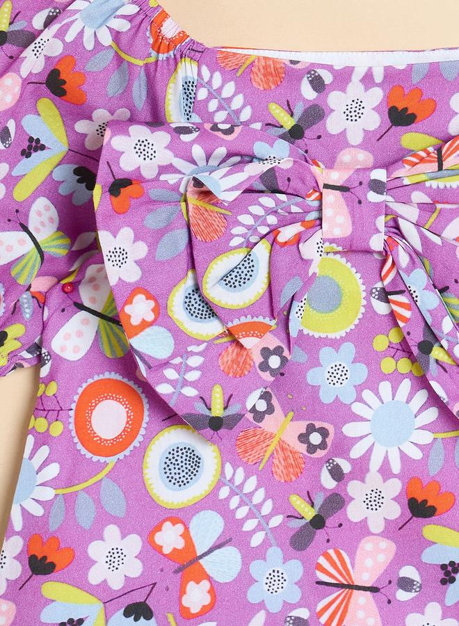 Stylo Bug Girls Multi-Print A-Line Knee-Length Casual Dress - Image 4