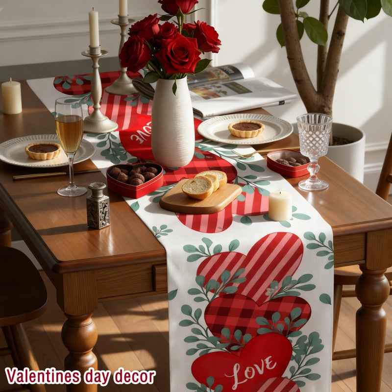 OHOME Valentines Day Decorations - Heart Table Runner | Valentines Day Decor Party Supplies Favors - Galentines Day Decorations Holiday Banner for Home Kitchen Office - Image 3