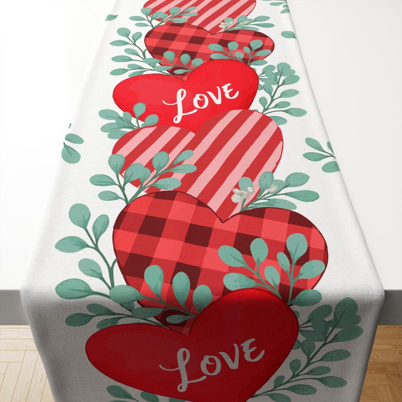 OHOME Valentines Day Decorations - Heart Table Runner | Valentines Day Decor Party Supplies Favors - Galentines Day Decorations Holiday Banner for Home Kitchen Office - Image 1