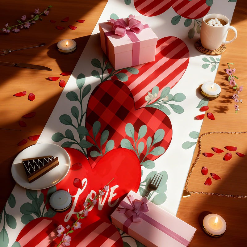 OHOME Valentines Day Decorations - Heart Table Runner | Valentines Day Decor Party Supplies Favors - Galentines Day Decorations Holiday Banner for Home Kitchen Office - Image 5