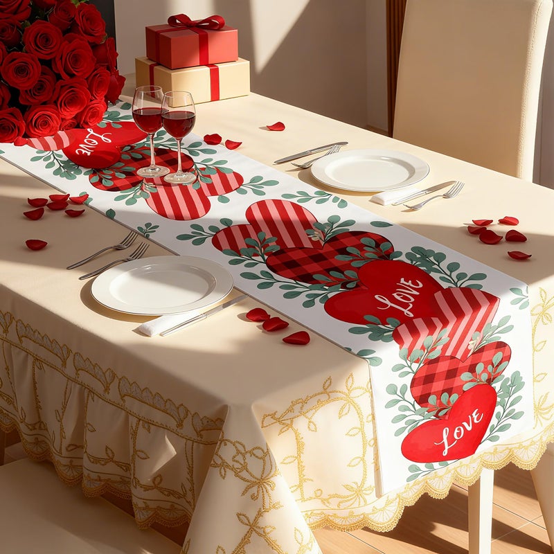 OHOME Valentines Day Decorations - Heart Table Runner | Valentines Day Decor Party Supplies Favors - Galentines Day Decorations Holiday Banner for Home Kitchen Office - Image 4