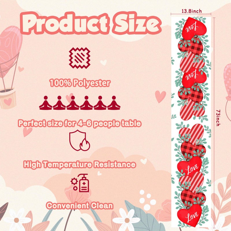 OHOME Valentines Day Decorations - Heart Table Runner | Valentines Day Decor Party Supplies Favors - Galentines Day Decorations Holiday Banner for Home Kitchen Office - Image 2