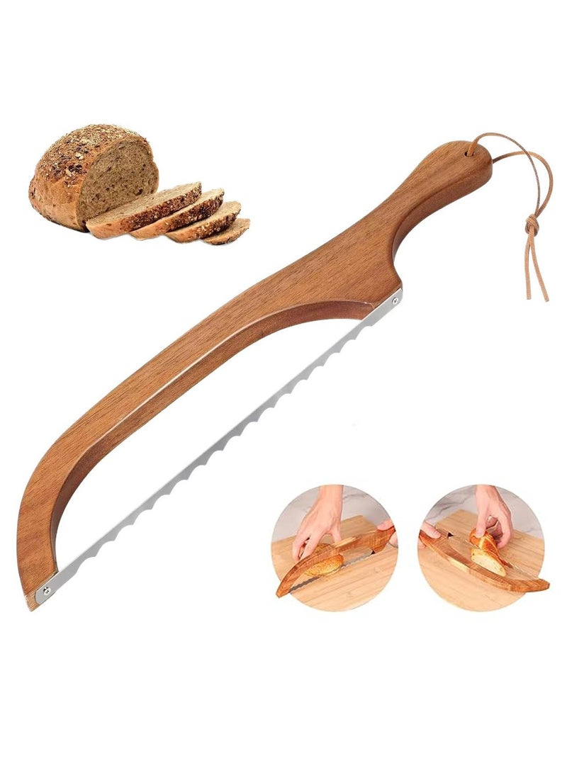 HOMESTAR Wooden Bread Knife for Sourdough, Suitable for Homemade Bread, Sour Bread and Shaped Design-16 Wooden Serrated Breads SlicerKnife-Premium Stainless Steel - Image 1