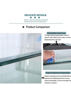 AL WADI FURNITURE Set of 2 Glass Coffee Table 2 Tier Tea Table Tempered Glass Tabletop & Stainless Steel Tube, Modern Side Tables w/Wooden Legs & Lower Shelf, Glass End Table for Living Room  - Image 5