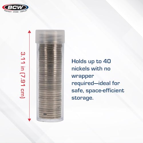 BCW Coin Tubes for US Nickels – 10ct | Durable Plastic Storage with Airtight Lids | Holders for Collectors - Image 3