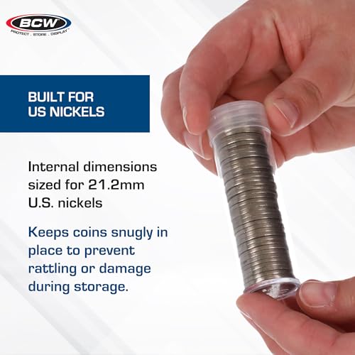 BCW Coin Tubes for US Nickels – 10ct | Durable Plastic Storage with Airtight Lids | Holders for Collectors - Image 5