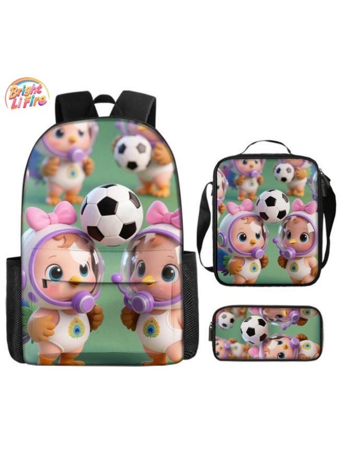 Bright Li Fire Cute cartoon bag set | shoulder + handbag + stationery bag | school season/holiday gift hot recommendation - Image 1