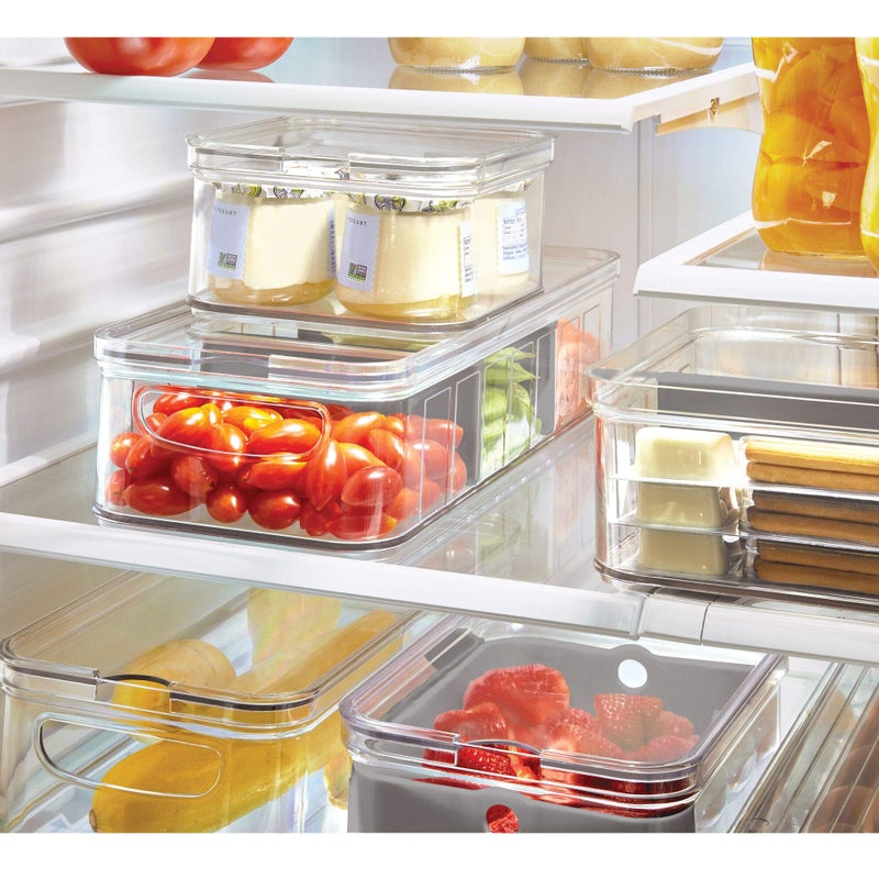 إنترديزاين Idesign المعاد تدويرها من البلاستيك واضحة الفواكه المقسمة تخزين الخضار مع سهلة السهولة إلى قبضة مقابض متكاملة مصممة للحفاظ على الطعام طازجا أطول 14. 82 "× 6. 32" × 3. 76 "" - Image 5