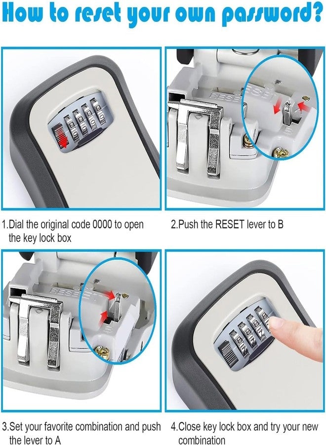 TGOPIT Key Lock Box Wall Mounted 4 Digit Combination, Outdoor Key Safe Box, Heavy Plastic Body, Weatherproof Secure Key Holder for Home Office Rental - Image 5