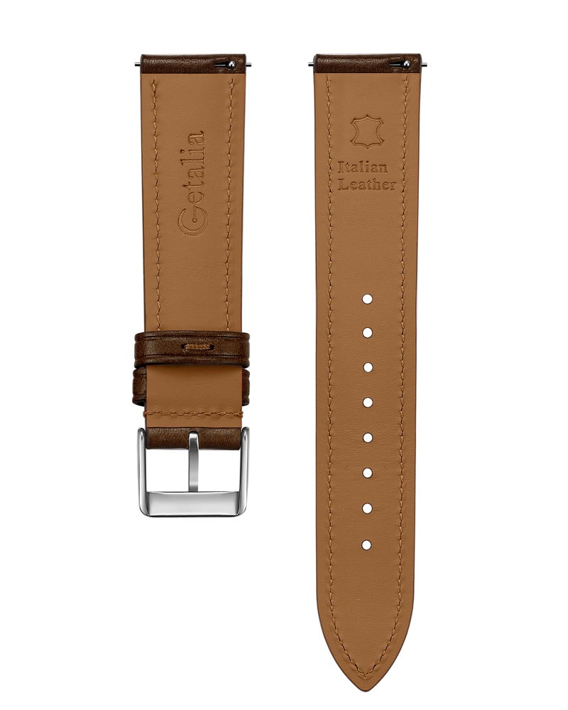 Getalia Italian leather Watch Band Tuscany Natural Vegetable-Tanned Full Grain Genuine Leather, Skin-Safe, Quick Release Replacement Watch Straps for Men and Women Thick and Soft (Coffee Width-22mm) - Image 5