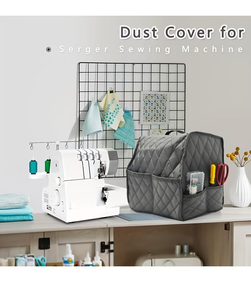 Sewing Machine Dust Cover Premium Protective Cover and Accessory Pouch Specifically Designed for Sergers Overlockers Suitable for Most Standard Overlock Machines - Image 4