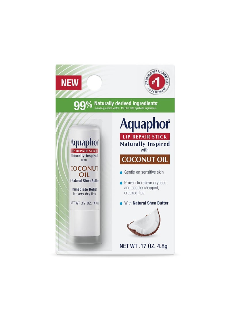 Aquaphor - Aquaphor Naturally Inspired Lip Repair Stick with Coconut Oil and Natural Shea Butter Hydrating Lip Balm Immediately Relieves Dryness 017 Oz Stick - Image 1