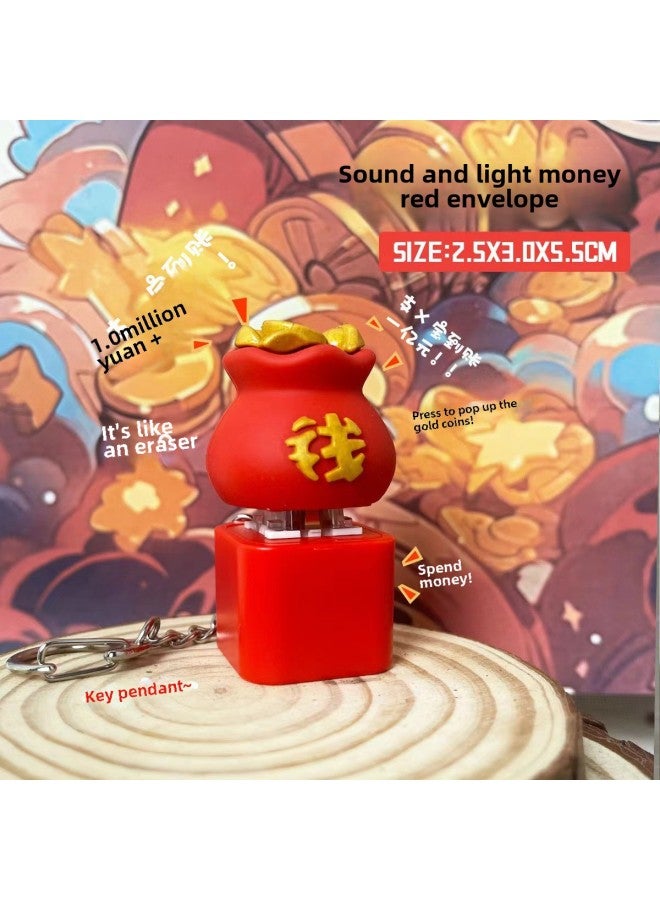 Pikachu Alms Bowl Chicken Kulomi Button Decompression Decompression Toy Luminous Keychain Boy Gift-Color:Alipay To Account Key Chain ] - Image 1